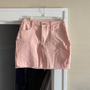 Pink denim skirt